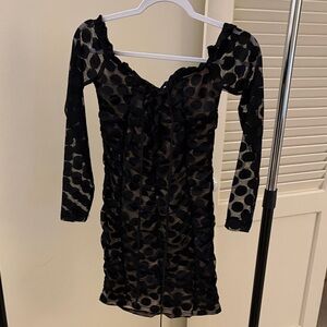REVOLVE Black Sheer Polka Dot Dress